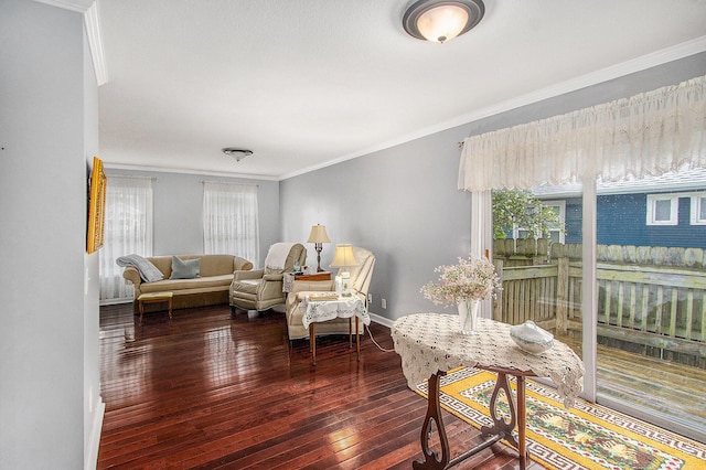 10933 Portage Rd, Portage, MI 49002 - living area with ornamental molding, hardwood / wood-style flooring, and baseboards