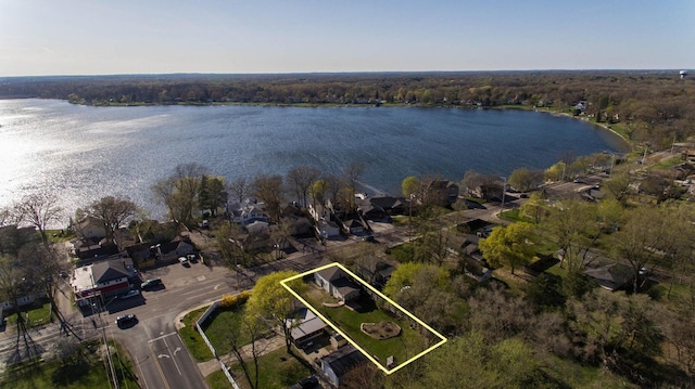 10933 Portage Rd, Portage, MI 49002 - aerial view of residential area featuring a nearby body of water and property boundaries highlighted
