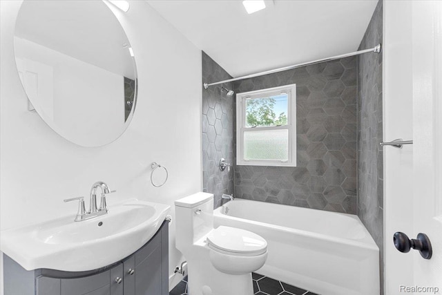 16355 Windermere Cir, Romulus, MI 48195 - full bath featuring tub / shower combination, vanity, toilet, and tile patterned floors