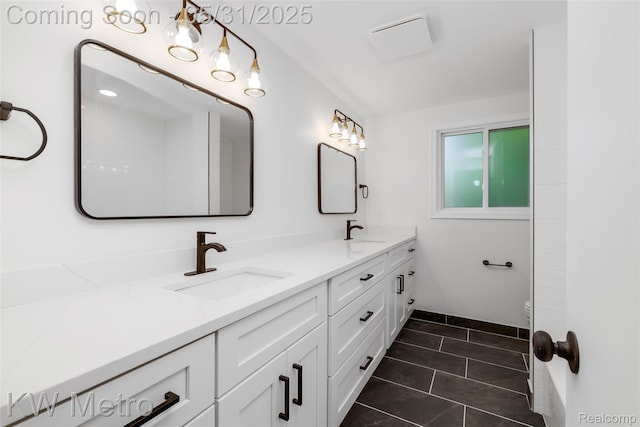 1607 Yorktown St, Grosse Pointe Farms, MI 48236 - full bathroom featuring double vanity, tile patterned flooring, and toilet