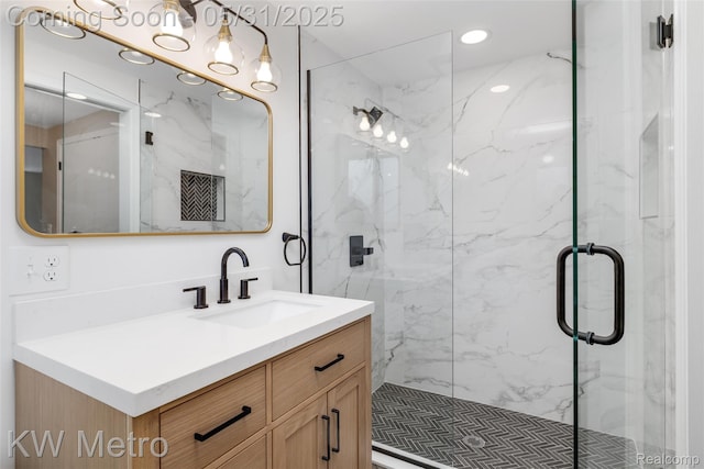 1607 Yorktown St, Grosse Pointe Farms, MI 48236 - full bathroom featuring vanity and a marble finish shower