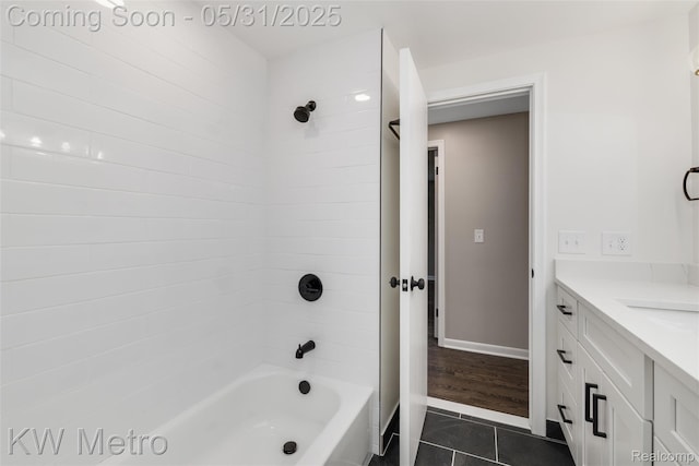 1607 Yorktown St, Grosse Pointe Farms, MI 48236 - bathroom featuring vanity, tile patterned floors, shower / tub combination, and baseboards
