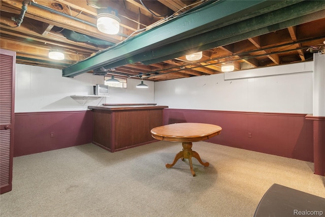 630 Symes Ave, Royal Oak, MI 48067 - basement with wainscoting, a dry bar, and carpet