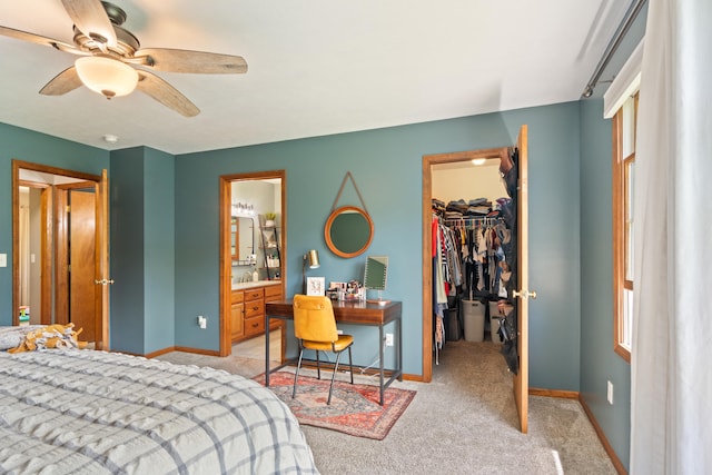 617 Ramsey Ln, Pleasant Lake, MI 49272 - bedroom with a spacious closet, a closet, baseboards, and light colored carpet