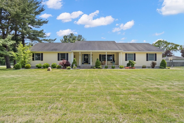 617 Ramsey Ln, Pleasant Lake, MI 49272 - ranch-style home featuring a porch and a front yard