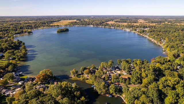 617 Ramsey Ln, Pleasant Lake, MI 49272 - aerial view of property and surrounding area featuring a heavily wooded area and a nearby body of water