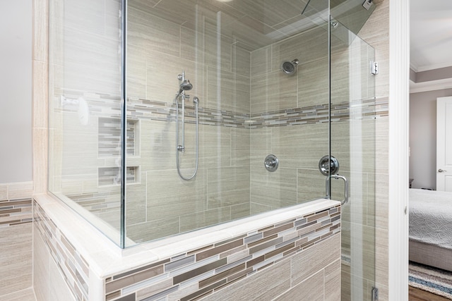 4034 Glacier Lake Ct, Dexter, MI 48130 - full bath with a shower stall and crown molding