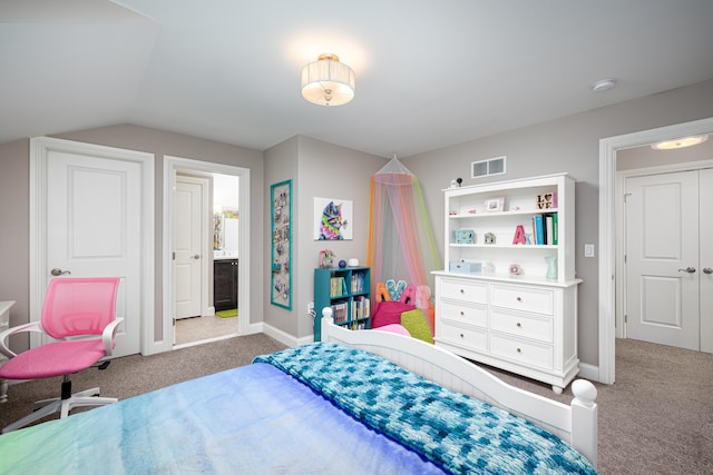 4034 Glacier Lake Ct, Dexter, MI 48130 - bedroom featuring carpet floors, baseboards, and vaulted ceiling