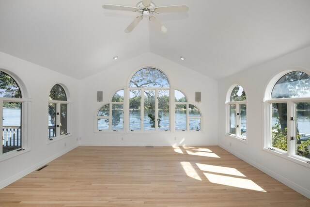 70847 Claire Dr, Union, MI 49130 - unfurnished sunroom featuring vaulted ceiling, a water view, and french doors