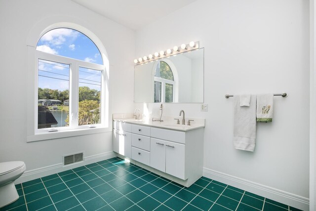 70847 Claire Dr, Union, MI 49130 - bathroom featuring healthy amount of natural light, double vanity, toilet, and baseboards