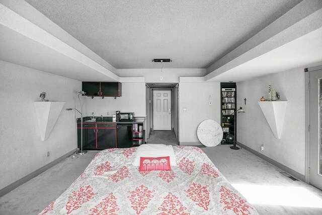 70847 Claire Dr, Union, MI 49130 - bedroom with fridge, a textured ceiling, baseboards, and concrete floors