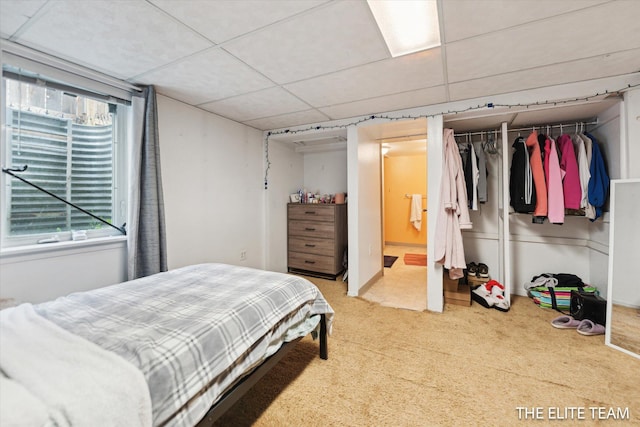 4542 Pinehurst Ave SW, Grand Rapids, MI 49548 - carpeted bedroom with a drop ceiling, a closet, and connected bathroom