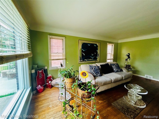 20236 Spencer St, Detroit, MI 48234 - living area featuring hardwood / wood-style floors, healthy amount of natural light, and baseboards
