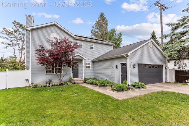 21106 Collingham Ave, Farmington Hills, MI 48336 - view of front of property featuring a garage, driveway, entry steps, and a chimney