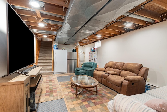 3677 W White Trillium Dr, Saginaw, MI 48603 - living room featuring stairway