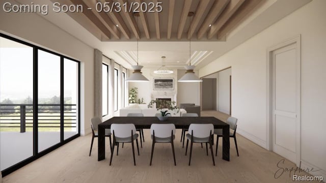 2717 Turtle Shores Dr, Bloomfield Hills, MI 48302 - dining room featuring light wood-type flooring and a raised ceiling
