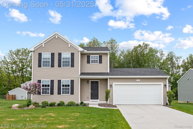 342 Lotz Ct, Wayland, MI 49348 - traditional home featuring driveway, a garage, and a front yard