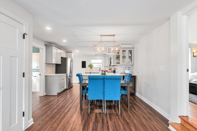 403 N Helen Ave, Rochester, MI 48307 - dining room featuring dark wood-style flooring, baseboards, and recessed lighting