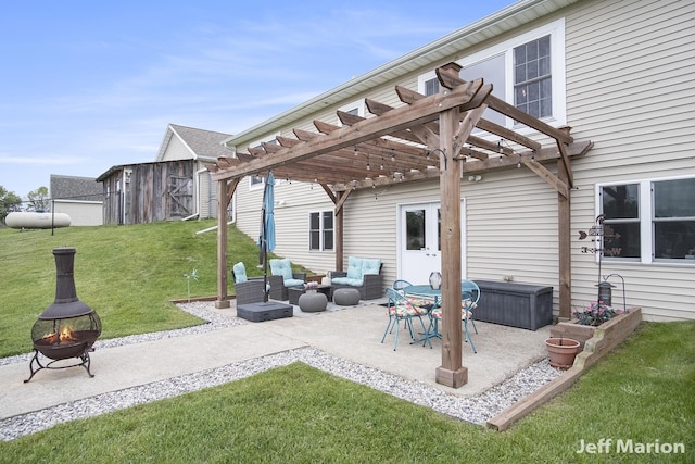 2057 Nickleplate Rd, Ionia, MI 48846 - view of patio / terrace with an outdoor fire pit and a pergola