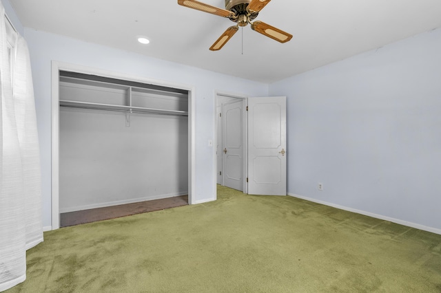 313 W Kilgore Rd, Portage, MI 49002 - unfurnished bedroom with carpet flooring, a closet, baseboards, and a ceiling fan