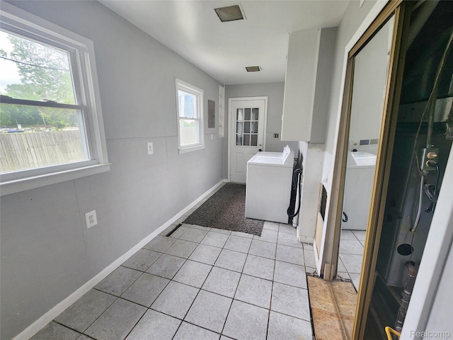 4390 Cass Elizabeth Rd, Waterford, MI 48328 - washroom with washer / clothes dryer, electric panel, and light tile patterned flooring