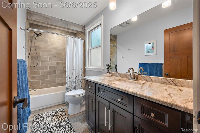 716 Magnolia Ave, Royal Oak, MI 48073 - bathroom featuring vanity, toilet, shower / bath combo, and wood finished floors