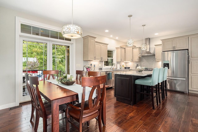 33515 28th Ave, Paw Paw, MI 49079 - dining area with dark wood-style flooring, recessed lighting, and baseboards