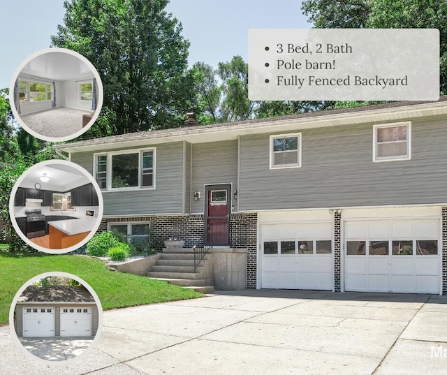 1724 Sandra St NW, Grand Rapids, MI 49544 - view of front facade featuring concrete driveway, an attached garage, and brick siding