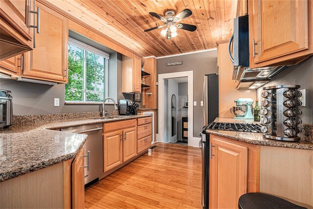 2335 Niles Ave, Saint Joseph, MI 49085 - kitchen with a sink, light wood-style flooring, ceiling fan, appliances with stainless steel finishes, and open shelves