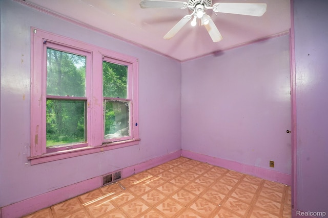 12151 Corbett St, Detroit, MI 48213 - empty room featuring ceiling fan and ornamental molding