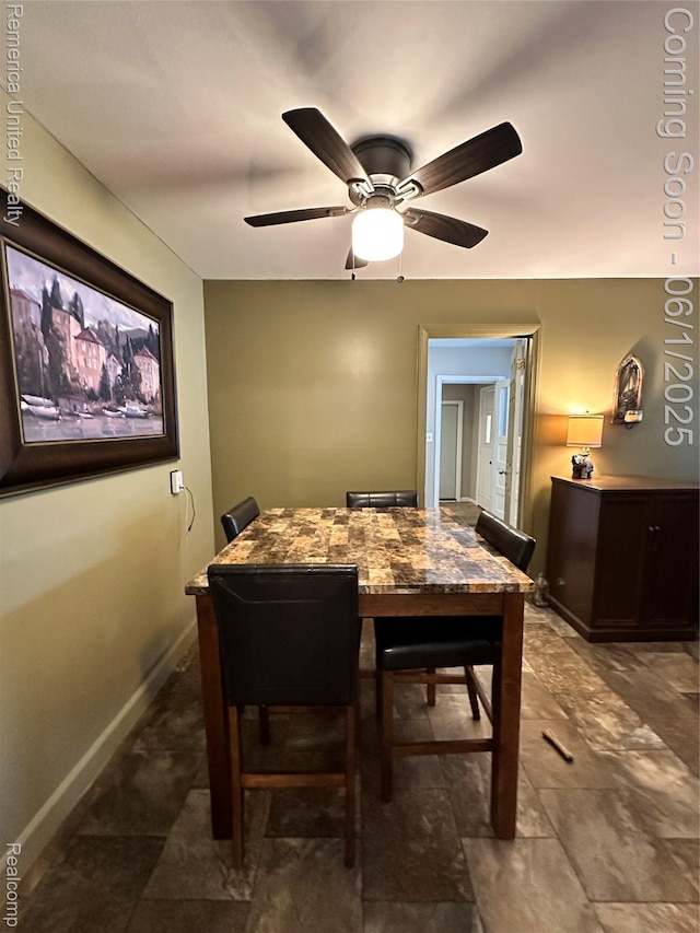 9044 N Sheldon Rd, Plymouth, MI 48170 - dining room featuring ceiling fan and baseboards