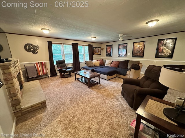 9044 N Sheldon Rd, Plymouth, MI 48170 - living area with carpet floors and a ceiling fan