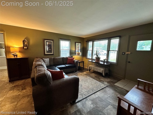 9044 N Sheldon Rd, Plymouth, MI 48170 - living area with plenty of natural light, baseboards, and stone finish flooring