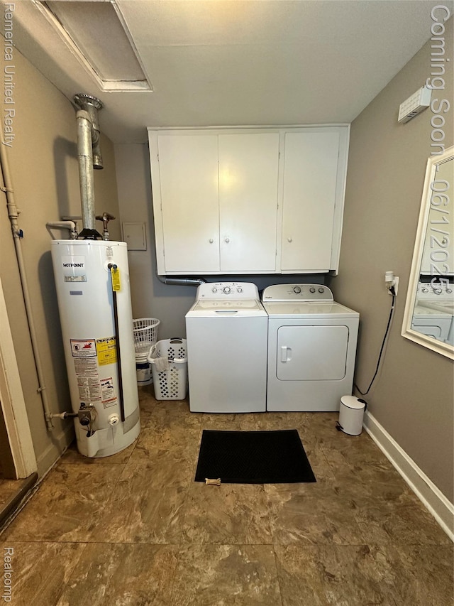 9044 N Sheldon Rd, Plymouth, MI 48170 - washroom with water heater, cabinet space, and independent washer and dryer