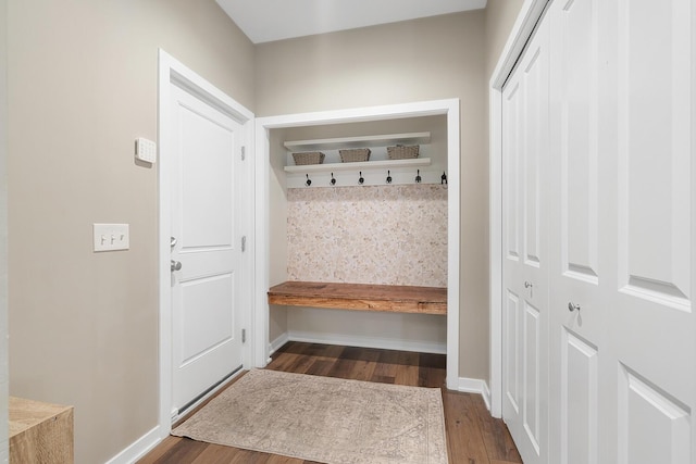 10321 E C Ave, Richland, MI 49083 - mudroom featuring dark wood-type flooring and baseboards