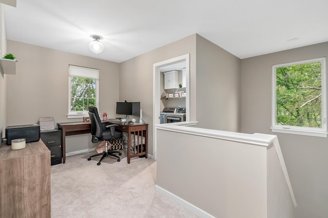10321 E C Ave, Richland, MI 49083 - office with independent washer and dryer, light carpet, and baseboards