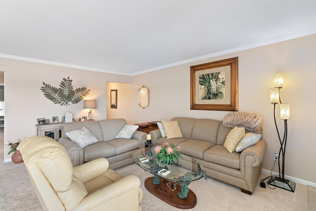 824 Cliffs Dr E Unit 304, Ypsilanti, MI 48198 - living area featuring carpet flooring, ornamental molding, and baseboards