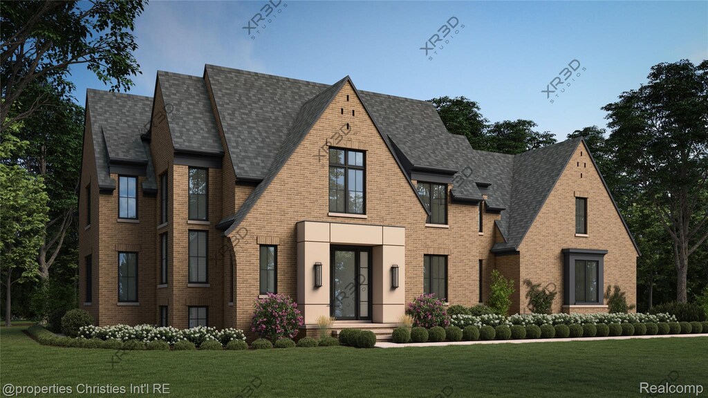 2721 Heathfield Rd, Bloomfield, MI 48301 - view of front facade with brick siding, a front lawn, and a shingled roof