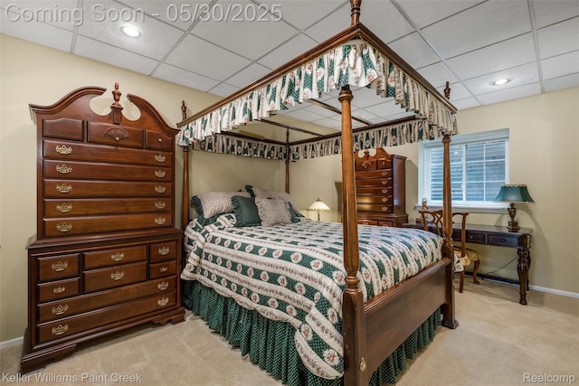 3120 Pond Rd, Leonard, MI 48367 - bedroom featuring carpet floors, a paneled ceiling, and baseboards