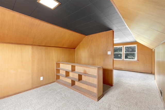 1621 Fairbairn St, Dearborn, MI 48141 - additional living space featuring carpet, wood walls, and lofted ceiling