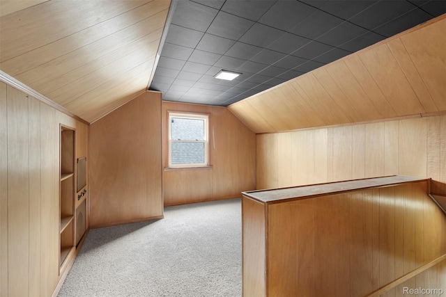 1621 Fairbairn St, Dearborn, MI 48141 - additional living space featuring wood walls, carpet floors, and lofted ceiling