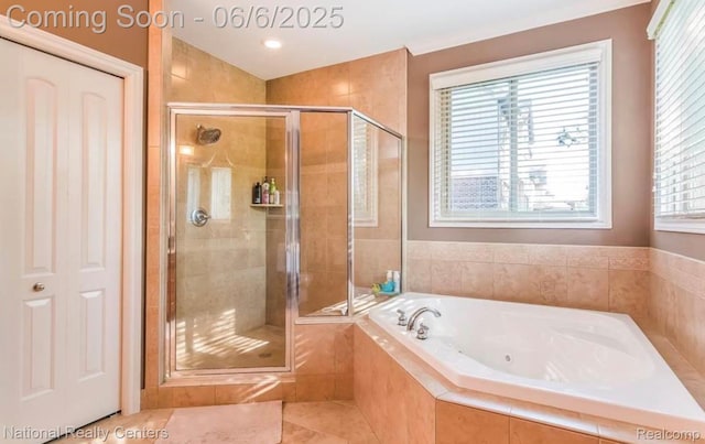 54959 Glen Oaks Dr, Shelby Twp, MI 48315 - bathroom featuring a jetted tub and a shower stall