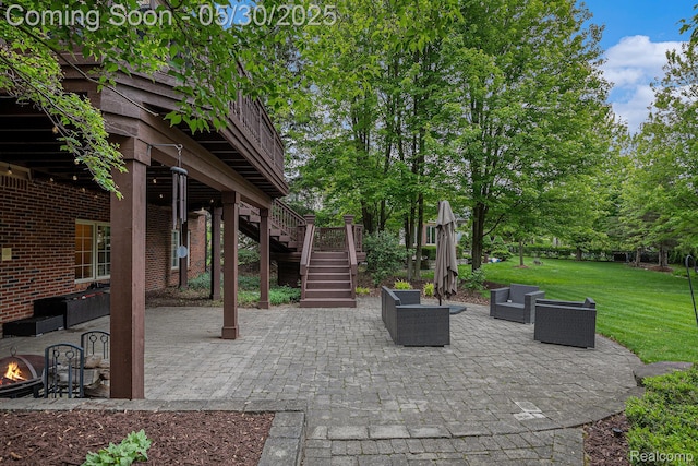 846 Majestic, Rochester, MI 48306 - view of patio / terrace featuring stairs and an outdoor fire pit