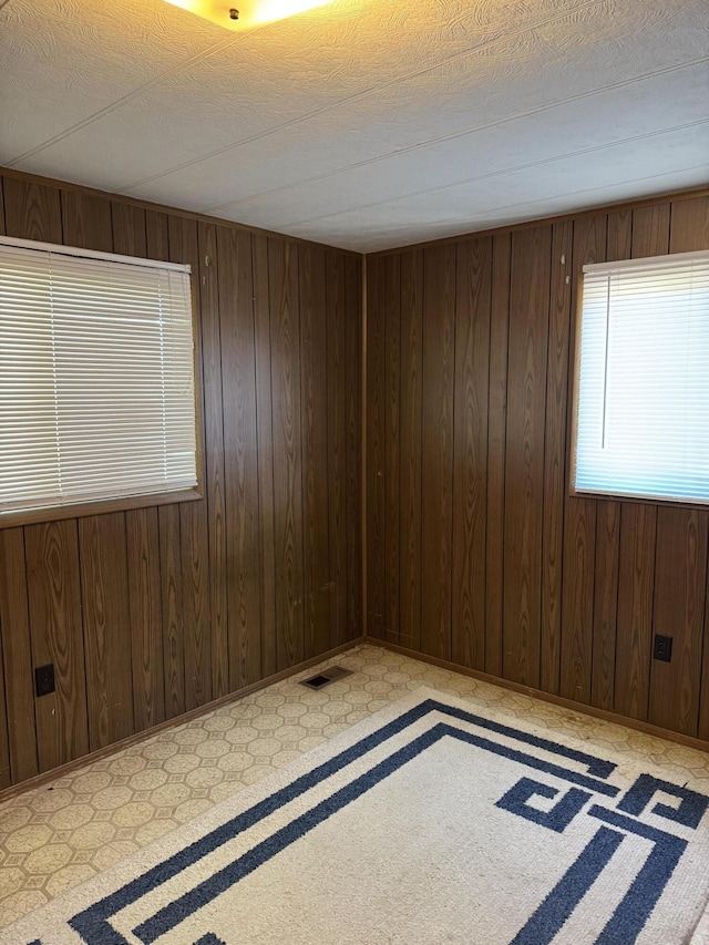 1235 Princeton St, Manistee, MI 49660 - spare room with wood walls and a textured ceiling
