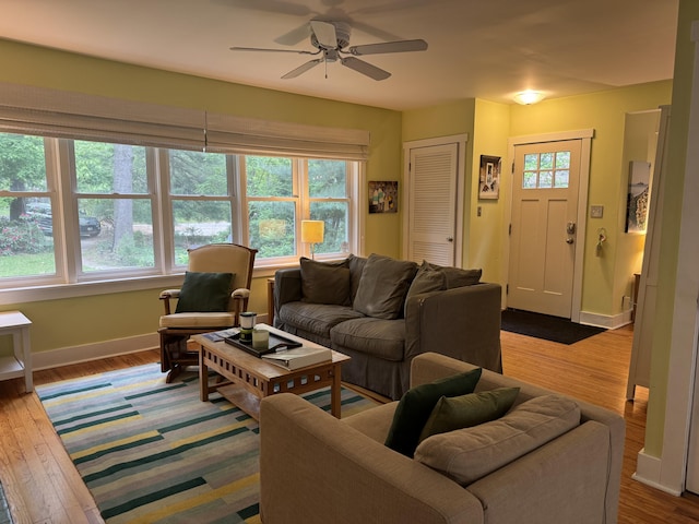 31 Mohawk Trl, New Buffalo, MI 49117 - living area with baseboards, ceiling fan, and wood finished floors