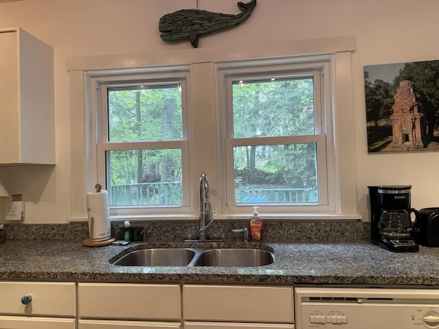 31 Mohawk Trl, New Buffalo, MI 49117 - kitchen featuring a sink, dishwashing machine, healthy amount of natural light, and white cabinets