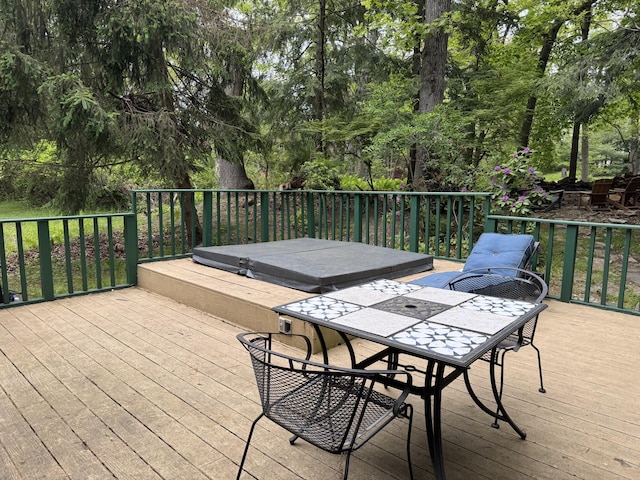 31 Mohawk Trl, New Buffalo, MI 49117 - wooden terrace with outdoor dining space