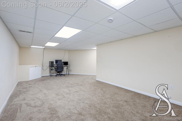 6420 Crestview Dr, Holly, MI 48442 - unfurnished office with carpet flooring, baseboards, and a drop ceiling