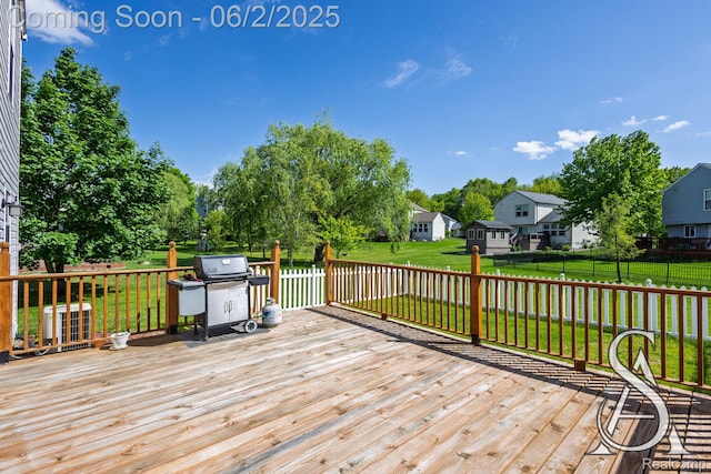 6420 Crestview Dr, Holly, MI 48442 - wooden deck featuring a residential view and area for grilling