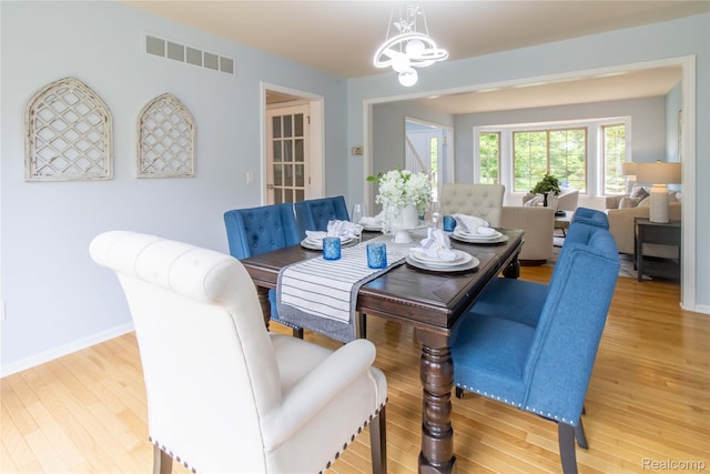 2864 Mystic Dr, Ann Arbor, MI 48103 - dining space featuring a chandelier, wood finished floors, and baseboards